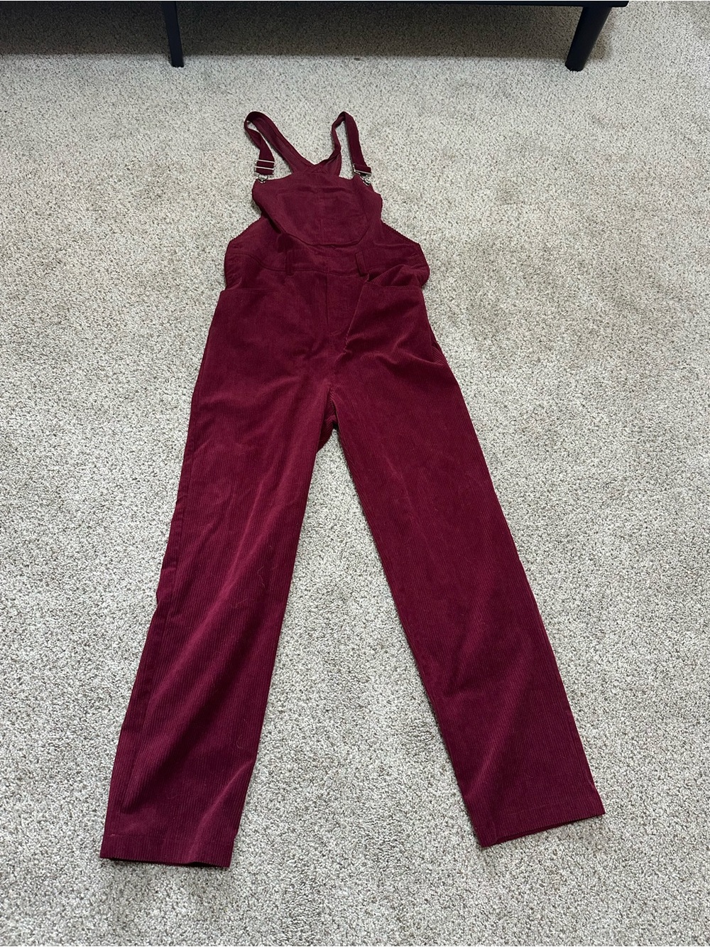 Women’s Corduroy Burgundy Overall Jumpsuit with Adjustable Straps